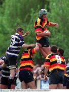 14 May 2000; Lansdowne's Brian Cusack takes the ball in the line out from Peter O'Malley, Terenure, AIB Rugby League Semi Final Terenure v Lansdowne Picture credit Matt Browne/SPORTSFILE
