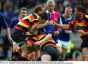 20 May 2000; Emmet Byrne, St Mary's is tackled by Philip Hamilton, left, and Colin McEntee, Lansdowne.  Lansdowne v St. Mary's, AIB League Final, Lansdowne Road, Dublin. Rugby. Picture credit; Brendan Moran/SPORTSFILE