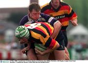 14 May 2000; Lansdowne's Graham Quinn is tackled by Eric Miller, Terenure, AIB Rugby League Semi Final Terenure v Lansdowne Picture credit Matt Browne/SPORTSFILE