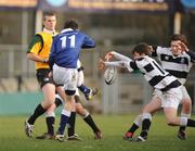 31 January 2008; Carl Moloney, St Mary's, has his kick blocked by David Carey, Belvedere. Leinster Schools Junior Cup, Belvedere College v St Mary's College, Donnybrook, Dublin. Picture credit; Caroline Quinn / SPORTSFILE
