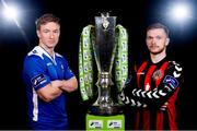 3 March 2015; Paul O'Connor, Limerick City, and Kealon Dillon, Bohemians, both teams will play each other on the opening day of the 2015 SSE Airtricity league season. Aviva Stadium, Lansdowne Road, Dublin. Picture credit: David Maher / SPORTSFILE