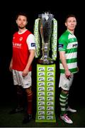 3 March 2015; Ger O'Brien, St. Patrick's Athletic, and Conor Kenna, Shamrock Rovers, both teams will play each other on the opening day of the 2015 SSE Airtricity league season. Aviva Stadium, Lansdowne Road, Dublin. Picture credit: David Maher / SPORTSFILE