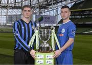 3 March 2015; Sam O'Connor, Athlone Town, left, and Tomas Croke, Waterford United, both teams will play each other on the opening day of the 2015 SSE Airtricity League First Division season. Aviva Stadium, Lansdowne Road, Dublin. Picture credit: Pat Murphy / SPORTSFILE