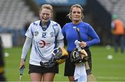 1 March 2015; Aoife Hannon is comforted by her Lismore team mate Laura Buckley after the game. AIB All Ireland Intermediate Club Camogie Final, Piltown v Lismore. Croke Park, Dublin. Picture credit: Ray McManus / SPORTSFILE