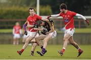 1 March 2015; Colm Kehoe, Wexford, in action against Colm Judge and Eoin O'Connor, right, Louth. Allianz Football League Division 3 Round 3, Louth v Wexford, County Grounds, Drogheda, Co. Louth. Picture credit: Tomás Greally / SPORTSFILE
