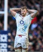 1 March 2015; George Kruis, England, shows his disappointment after the final whistle. RBS Six Nations Rugby Championship, Ireland v England. Aviva Stadium, Lansdowne Road, Dublin. Picture credit: Brendan Moran / SPORTSFILE