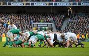 1 March 2015; The Ireland pack get the push on the England pack during a second half scrum. RBS Six Nations Rugby Championship, Ireland v England. Aviva Stadium, Lansdowne Road, Dublin. Picture credit: Brendan Moran / SPORTSFILE