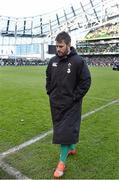 1 March 2015; Sean O'Brien, Ireland, at pitchside after leaving the field due to a first half injury. RBS Six Nations Rugby Championship, Ireland v England. Aviva Stadium, Lansdowne Road, Dublin. Picture credit: Brendan Moran / SPORTSFILE