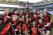 1 March 2015; The victorious Oulart-The Ballagh team celebrate with the cup. AIB All Ireland Senior Club Camogie Final, Mullagh v Oulart-The Ballagh. Croke Park, Dublin. Picture credit: Ray McManus / SPORTSFILE