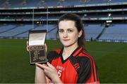 1 March 2015; Stacey Redmond, of Oulart-The Ballagh, who was awarded the Player of the Match at the AIB All-Ireland Senior Camogie Club Championship Final, Mullagh v Oulart The Ballagh, in Croke Park, Dublin. For exclusive content and to see why the AIB Club Championships are #TheToughest follow us @AIB_GAA and on Facebook at facebook.com/AIBGAA. Croke Park, Dublin. Picture credit: Ray McManus / SPORTSFILE