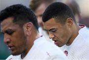 1 March 2015; A dejected Luther Burrell, right, and Mako Vunipola, England, following their side's defeat. RBS Six Nations Rugby Championship, Ireland v England. Aviva Stadium, Lansdowne Road, Dublin. Picture credit: Stephen McCarthy / SPORTSFILE