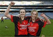 1 March 2015; Oulart-The Ballagh players Stacey Redmond and Aoife O'Connor celebrate after the game. AIB All Ireland Senior Club Camogie Final, Mullagh v Oulart-The Ballagh. Croke Park, Dublin. Picture credit: Ray McManus / SPORTSFILE