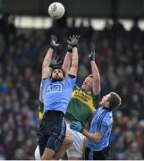 1 March 2015; Cian O'Sullivan, left, and Jack McCaffrey, Dublin, in action against Johnny Buckley, Kerry. Allianz Football League, Division 1, Round 3, Kerry v Dublin. Fitzgerald Stadium, Killarney, Co. Kerry. Picture credit: Diarmuid Greene / SPORTSFILE