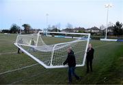 2 March 2015; The goal posts are set up at Blackrock Rugby Club ahead of the game. Pre-season Friendly, Cabinteely v Elizabethtown College Pennsylvania, Blackrock College RFC, Stradbrook Road, Dublin. Picture credit: Cody Glenn / SPORTSFILE
