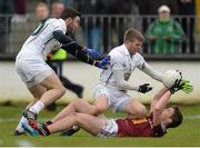 1 March 2015; Paddy Holloway, Westmeath, in action against Ciarán Fitzpatrick and Fergal Conway, left, Kildare. Allianz Football League Division 2 Round 3, Kildare v Westmeath. St Conleth's Park, Newbridge, Co. Kildare. Picture credit: Piaras Ó Mídheach / SPORTSFILE
