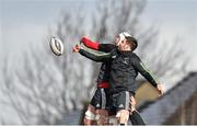 3 March 2015; Munster's Donnacha Ryan and Billy Holland contest a lineout during squad training. University of Limerick, Limerick. Picture credit: Diarmuid Greene / SPORTSFILE