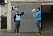 1 March 2015; Dublin supporter Martin Taylor, from North Strand, Dublin, speaks to Dublin player Eoin Culligan before the game. Allianz Football League, Division 1, Round 3, Kerry v Dublin. Fitzgerald Stadium, Killarney, Co. Kerry. Picture credit: Diarmuid Greene / SPORTSFILE