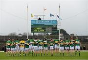 1 March 2015; The Kerry team stand together during the playing of the national anthem. Allianz Football League, Division 1, Round 3, Kerry v Dublin. Fitzgerald Stadium, Killarney, Co. Kerry. Picture credit: Diarmuid Greene / SPORTSFILE