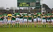 1 March 2015; The Kerry team stand together during the playing of the national anthem. Allianz Football League, Division 1, Round 3, Kerry v Dublin. Fitzgerald Stadium, Killarney, Co. Kerry. Picture credit: Diarmuid Greene / SPORTSFILE
