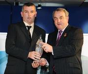 26 January 2008; Referee Fintan Barrett, from Kildare, who has been a referee since 2002, is presented with his retirement award by GAA President Nickey Brennan at the 2008 National Referee's Awards Banquet. Croke Park, Dublin. Photo by Sportsfile