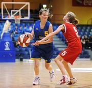 30 January 2008; Caoimhe Colgan, St. Patricks Academy, in action against Emma Prindibhil, Pobailscoil Chorca DhuibhnePobailscoil Chorca Dhuibhne. U16B Girls, All-Ireland Schools Basketball Cup Final, Pobailscoil Chorca Dhuibhne, Kerry v St. Patricks Academy, Mayo, National Basketball Arena, Tallaght, Dublin. Picture credit: Pat Murphy / SPORTSFILE