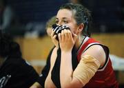 30 January 2008; Fiona Ni Mhurchu, Pobailscoil Chorca Dhuibhne, watches the final seconds of victory over St. Patricks Academy. U16B Girls, All-Ireland Schools Basketball Cup Final, Pobailscoil Chorca Dhuibhne, Kerry v St. Patricks Academy, Mayo, National Basketball Arena, Tallaght, Dublin. Picture credit: Pat Murphy / SPORTSFILE