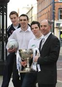 30 January 2008; Charlie Vernon, Armagh, Kevin McGuckin, Derry, Kevin Cassidy, Donegal, and Paul McCann, Allianz Belfast, at the Belfast launch of the 2008 Allianz National Football Leagues. The Holiday Inn, Ormeau Avenue, Belfast. Picture credit: Oliver McVeigh / SPORTSFILE