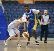 30 January 2008; Abba Abashe, Wilson’s Hospital, in action against Sean Moriarty, Pobailscoil Inbhear Sceine. U16C Boys, All-Ireland Schools Basketball Cup Final, Wilson’s Hospital, Westmeath v Pobailscoil Inbhear Sceine, Kerry, National Basketball Arena, Tallaght, Dublin. Picture credit: Pat Murphy / SPORTSFILE  *** Local Caption ***