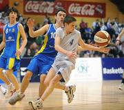 30 January 2008; Sean Moriarty, Pobailscoil Inbhear Sceine, in action against Ross O'Brien, Wilson’s Hospital. U16C Boys, All-Ireland Schools Basketball Cup Final, Wilson’s Hospital, Westmeath v Pobailscoil Inbhear Sceine, Kerry, National Basketball Arena, Tallaght, Dublin. Picture credit: Pat Murphy / SPORTSFILE  *** Local Caption ***