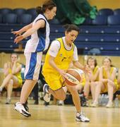 30 January 2008; Shauna Clasby, Wilson’s Hospital, in action against Brenda O'Sullivan, St. Mary’s Nenagh. U16C Girls, All-Ireland Schools Basketball Cup Final, Wilson’s Hospital, Westmeath v St. Mary’s Nenagh, Tipperary, National Basketball Arena, Tallaght, Dublin. Picture credit: Pat Murphy / SPORTSFILE