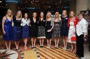 24 January 2008; Cork representatives, from left, Brid Stack, Angela Walsh, Briege Corkery, Valerie Mulcahy, Rena Buckley, Deirdre O'Reilly, Juliet Murphy, Mary O'Connor and Mary Collins. O'Neills/TG4 Ladies Gaelic Football All Star Tour 2007, Le Meridien Mina Seyahi Beach Resort and Marina, Dubai, United Arab Emirates. Picture credit: Brendan Moran / SPORTSFILE  *** Local Caption ***