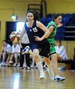 31 January 2008; Tessa Solan, Loreto Swords, in action against Sinead Conway, Ard Scoil Rathangan. U19B Girls, All-Ireland Schools Basketball Cup Final, Loreto Swords, Dublin v Ard Scoil Rathangan, Kildare, National Basketball Arena, Tallaght, Dublin. Picture credit: Brian Lawless / SPORTSFILE