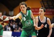 31 January 2008; Sinead Melia, Ard Scoil Rathangan, in action against Clare Branigan, Loreto Swords. U19B Girls, All-Ireland Schools Basketball Cup Final, Loreto Swords, Dublin v Ard Scoil Rathangan, Kildare, National Basketball Arena, Tallaght, Dublin. Picture credit: Brian Lawless / SPORTSFILE