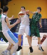 31 January 2008; Stephen Brooks, Ard Scoil Ris Dublin, in action against Ciaran O'Boyle, St. Malachy’s College. U19B Boys, All-Ireland Schools Basketball Cup Final, Ard Scoil Ris Dublin v St. Malachy’s College, Belfast, National Basketball Arena, Tallaght, Dublin. Picture credit: Brian Lawless / SPORTSFILE