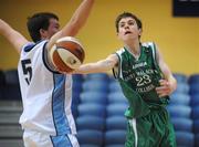 31 January 2008; Caoimhin Eastwood, St. Malachy’s College, in action against Stephen Brooks, Ard Scoil Ris Dublin. U19B Boys, All-Ireland Schools Basketball Cup Final, Ard Scoil Ris Dublin v St. Malachy’s College, Belfast, National Basketball Arena, Tallaght, Dublin. Picture credit: Brian Lawless / SPORTSFILE