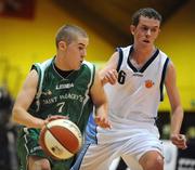 31 January 2008; James Hughes, St. Malachy’s College, in action against Gary O'Meara, Ard Scoil Ris Dublin. U19B Boys, All-Ireland Schools Basketball Cup Final, Ard Scoil Ris Dublin v St. Malachy’s College, Belfast, National Basketball Arena, Tallaght, Dublin. Picture credit: Brian Lawless / SPORTSFILE