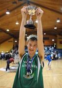 31 January 2008; St. Malachy’s College captain Greg O'Neill lifts the cup. U19B Boys, All-Ireland Schools Basketball Cup Final, Ard Scoil Ris Dublin v St. Malachy’s College, Belfast, National Basketball Arena, Tallaght, Dublin. Picture credit: Brian Lawless / SPORTSFILE