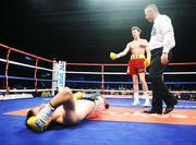 2 Fabruary 2008: Andy Lee knocks his opponent Alejandro Falliga down in the second round. Ladbrokes.com Fight Night, Andy Lee.v.Alejandro Falliga, University Sports Arena, Limerick. Picture credit: David Maher / SPORTSFILE