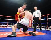 2 Fabruary 2008: Andy Lee knocks down Alejandro Falliga during the fifth round. Ladbrokes.com Fight Night, Andy Lee.v.Alejandro Falliga, University Sports Arena, Limerick. Picture credit: David Maher / SPORTSFILE