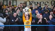 3 February 2008; Antrim captain Sean Delargy lifts the cup. Walsh Cup Final, Antrim v Offaly, Casement Park, Belfast, Co. Antrim. Picture credit; Brian Lawless / SPORTSFILE