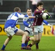 3 February 2008; Michael Meehan, Galway, in action against Billy Sheehan and Rory Stapleton, Laois. Allianz National Football League, Division 1, Round 1, Galway v Laois, Parnell Park, Dubllin. Picture credit: Ray Ryan / SPORTSFILE