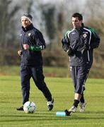 4 February 2008; Northern Ireland's Damien Johnston and Keith Gillespie during squad training. Northern Ireland squad training, Greenmount College, Belfast, Co. Antrim. Picture credit; Oliver McVeigh / SPORTSFILE