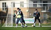 4 February 2008; Republic of Ireland captain Robbie Keane fends off the challange of team-mate John O'Shea as goalkeeper Colin Doyle looks on during squad training. Republic of Ireland squad training, Gannon Park, Malahide, Co. Dublin. Picture credit; David Maher / SPORTSFILE