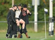 4 February 2008; Paddy Finn, Cistercian College, is carried off the pitch injured. Leinster Schools Senior Cup Quarter-Final, Belvedere College v Cistercian College, Anglesea Road, Dublin. Picture credit; Caroline Quinn / SPORTSFILE