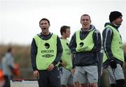 5 February 2008; Republic of Ireland captain Robbie Keane with his team-mate Richard Dunne during squad training. Gannon Park, Malahide, Co. Dublin. Picture credit: David Maher / SPORTSFILE