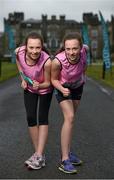 4 March 2015; Mount Sackville athletes and twins Jayne, left, and Sarah Nyhan in attendance at a GloHealth All Ireland Schools’ Cross Country Championships Preview. Clongowes Woods College, Clane, Co. Kildare. Picture credit: Stephen McCarthy / SPORTSFILE
