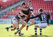 3 March 2015; Ian Brown, Ard Scoil Rís, is tackled by John Poland, left, Kevin O'Leary and Darragh Dennehy, PBC. SEAT Munster Schools Senior Cup Semi-Final, Presentation Brothers College v Ard Scoil Rís. Irish Independent Park, Cork. Picture credit: Diarmuid Greene / SPORTSFILE