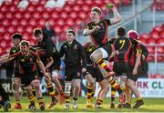 3 March 2015; Conor Fitzgerald, Ard Scoil Rís, celebrates after scoring a last-minute penalty to claim victory over PBC. SEAT Munster Schools Senior Cup Semi-Final, Presentation Brothers College v Ard Scoil Rís. Irish Independent Park, Cork. Picture credit: Diarmuid Greene / SPORTSFILE