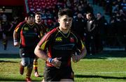 3 March 2015; Ard Scoil Rís captain Ty Chan leads his team out for the start of the game. SEAT Munster Schools Senior Cup Semi-Final, Presentation Brothers College v Ard Scoil Rís. Irish Independent Park, Cork. Picture credit: Diarmuid Greene / SPORTSFILE