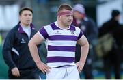 3 March 2015; Clongowes Wood College's John Molony dejected after the game. Bank of Ireland Leinster Schools Senior Cup Semi-Final, Clongowes Wood College v Belvedere College, Donnybrook Stadium, Donnybrook, Dublin. Picture credit: Piaras Ó Mídheach / SPORTSFILE